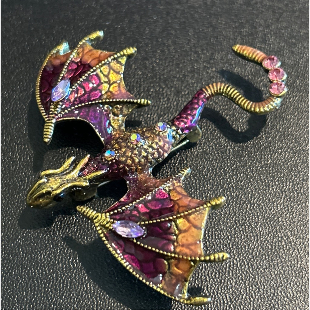 Women's Unbranded Dragon Brooch One Size Purple Gold